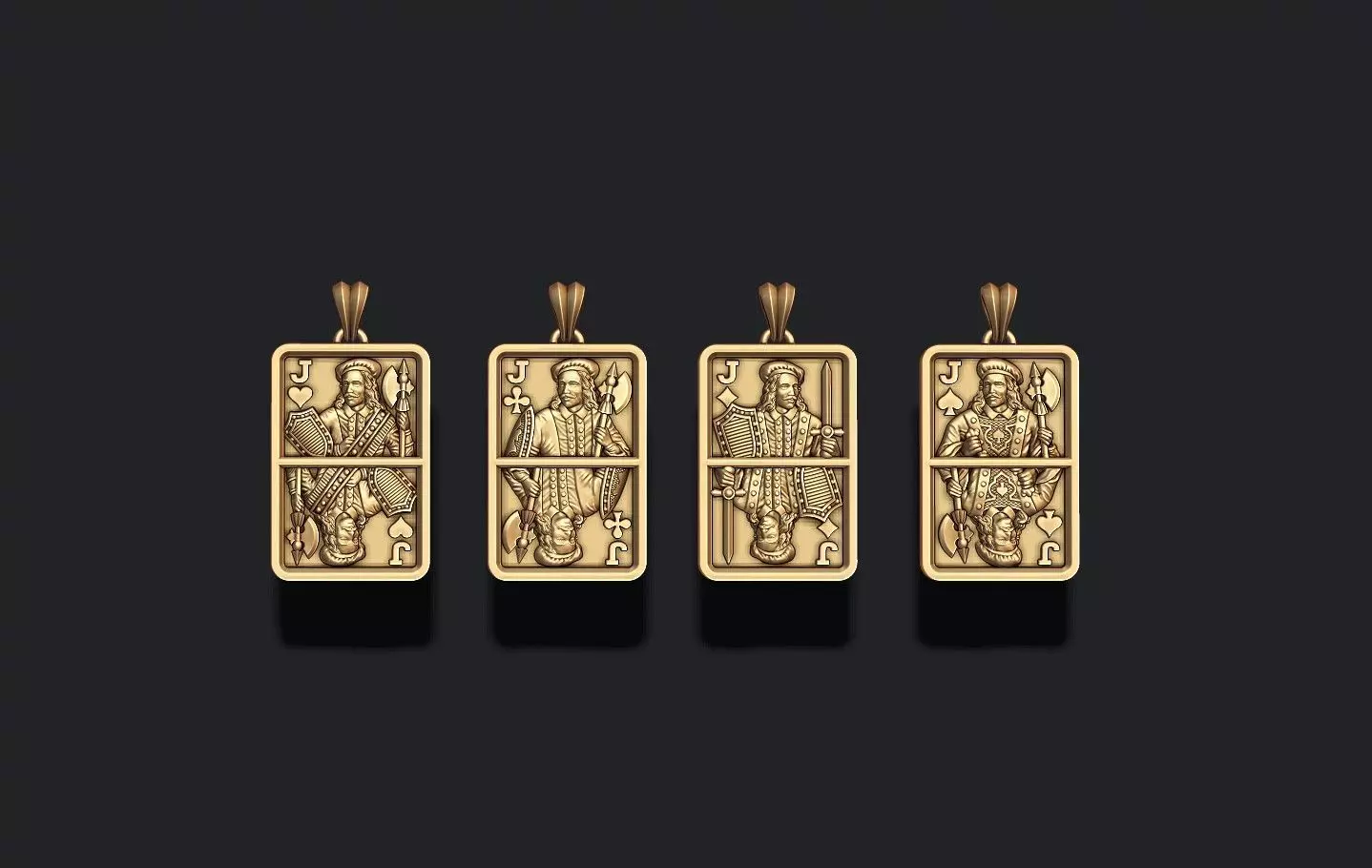 playing card Jack  pendants light pack 3D Model Collection_0