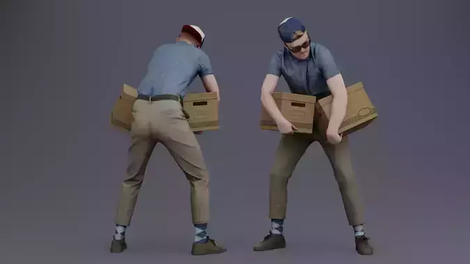 Service People with Boxes 3D model Service People with Boxes 3D model
