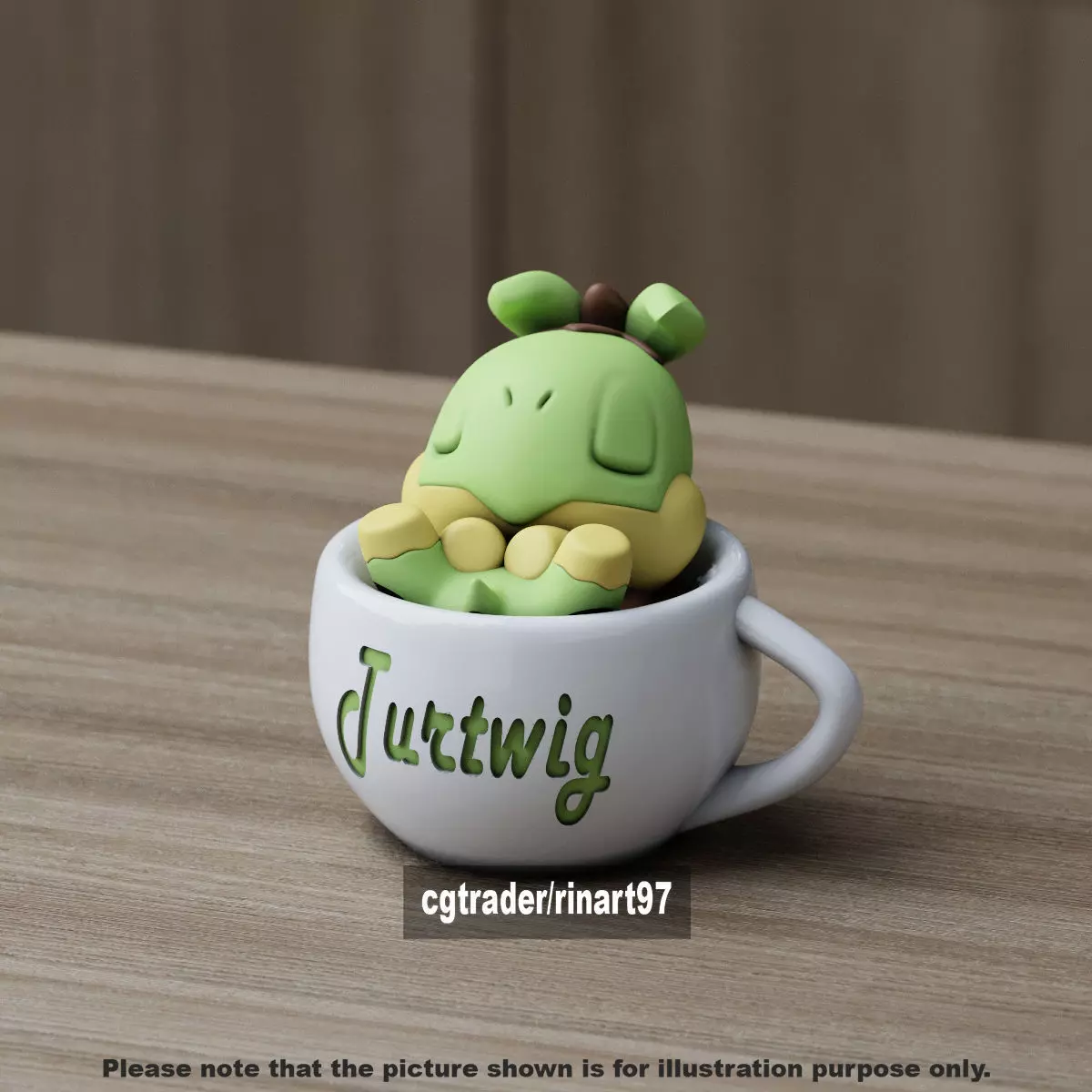 Turtwig chill cup 3D print model_11