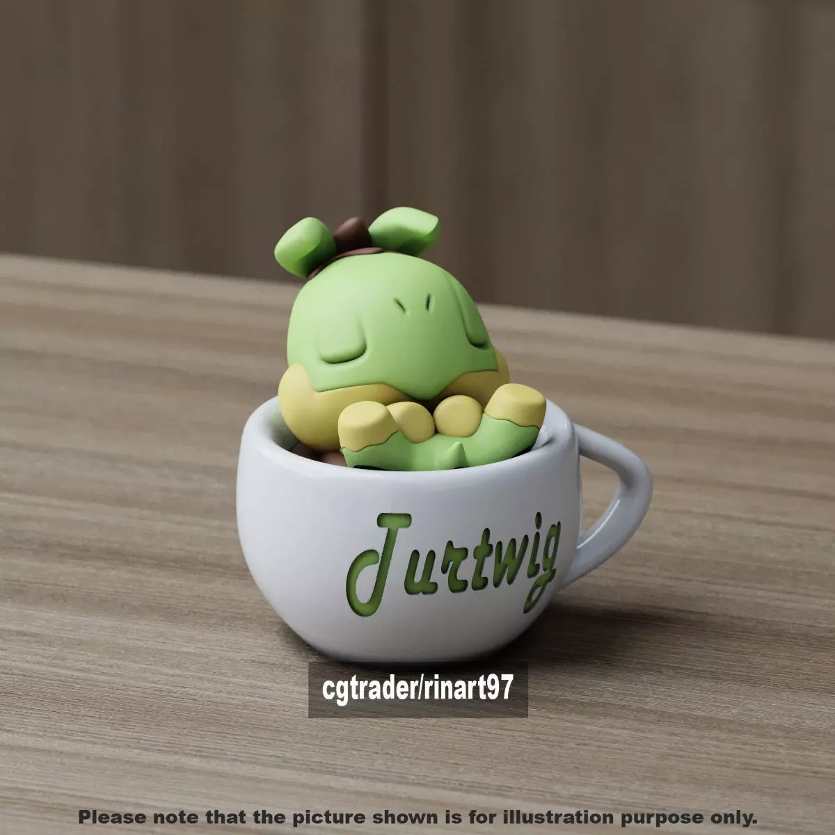 Turtwig chill cup 3D print model_8