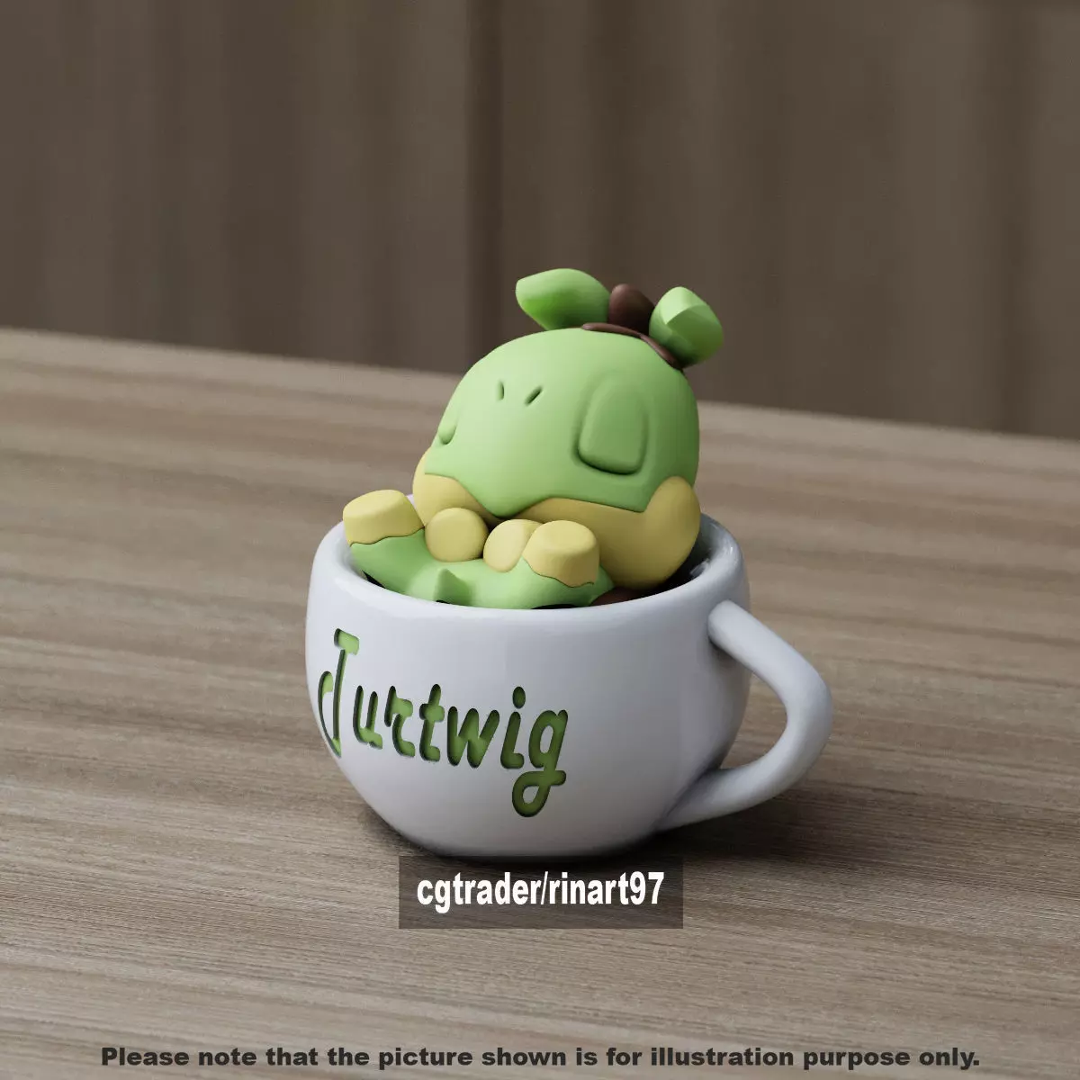 Turtwig chill cup 3D print model_12