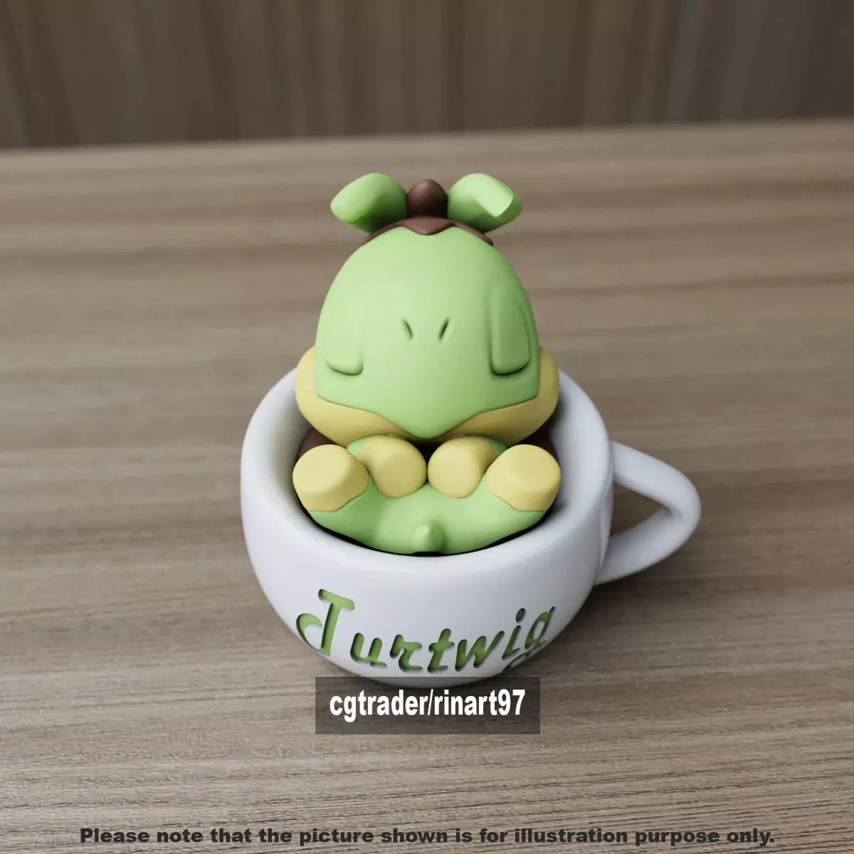 Turtwig chill cup 3D print model_2