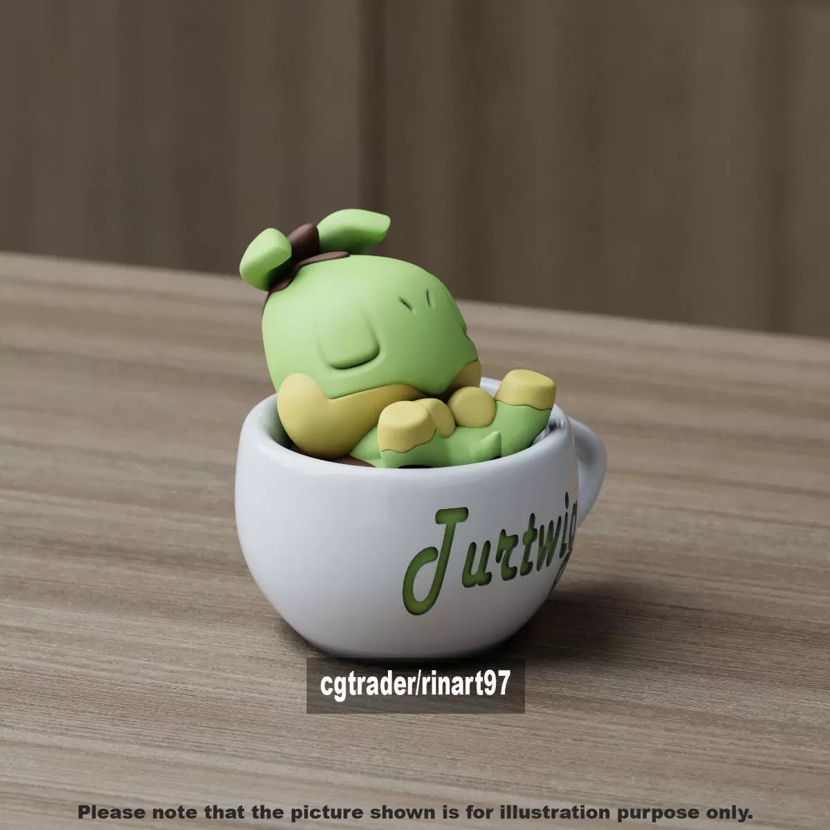 Turtwig chill cup 3D print model_10