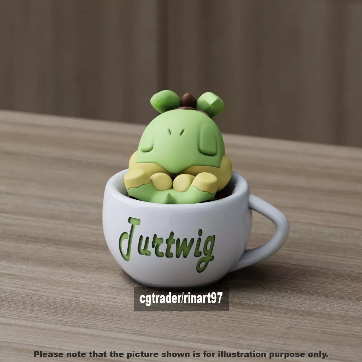 Turtwig chill cup 3D print model_5