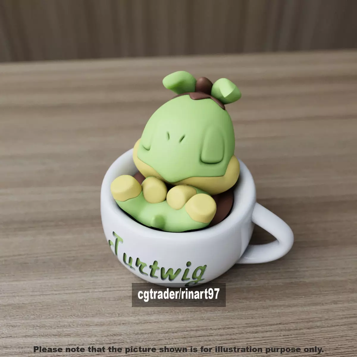 Turtwig chill cup 3D print model_3