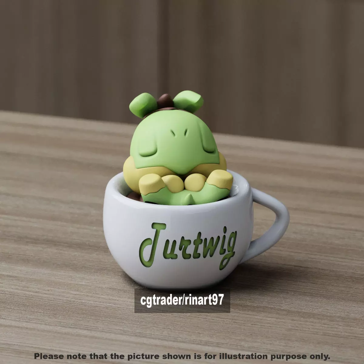 Turtwig chill cup 3D print model_7