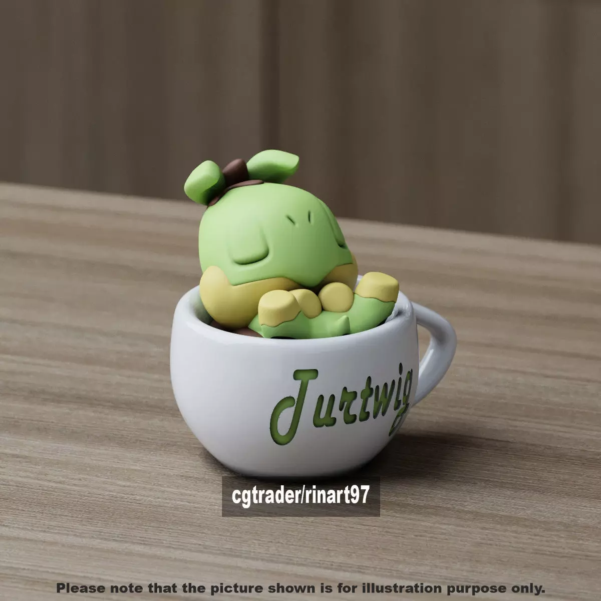 Turtwig chill cup 3D print model_9