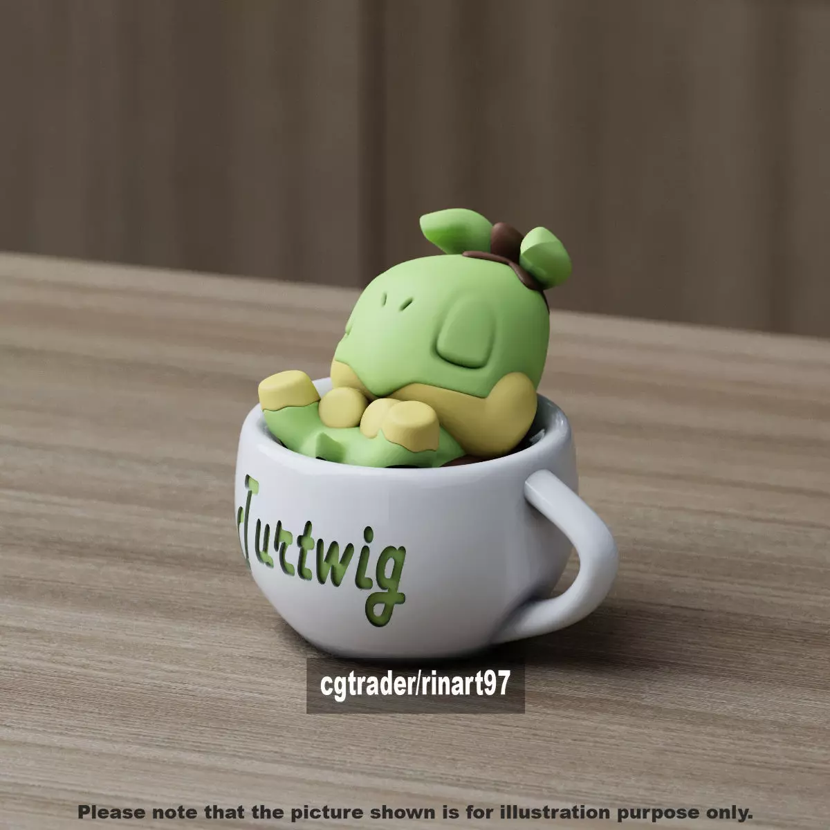 Turtwig chill cup 3D print model_1