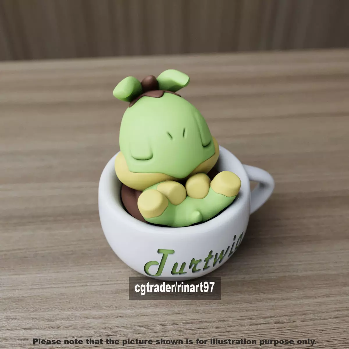 Turtwig chill cup 3D print model_4
