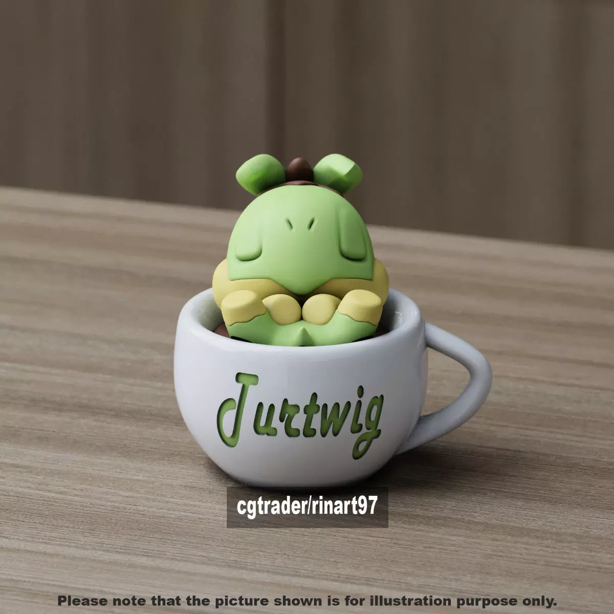 Turtwig chill cup 3D print model_6