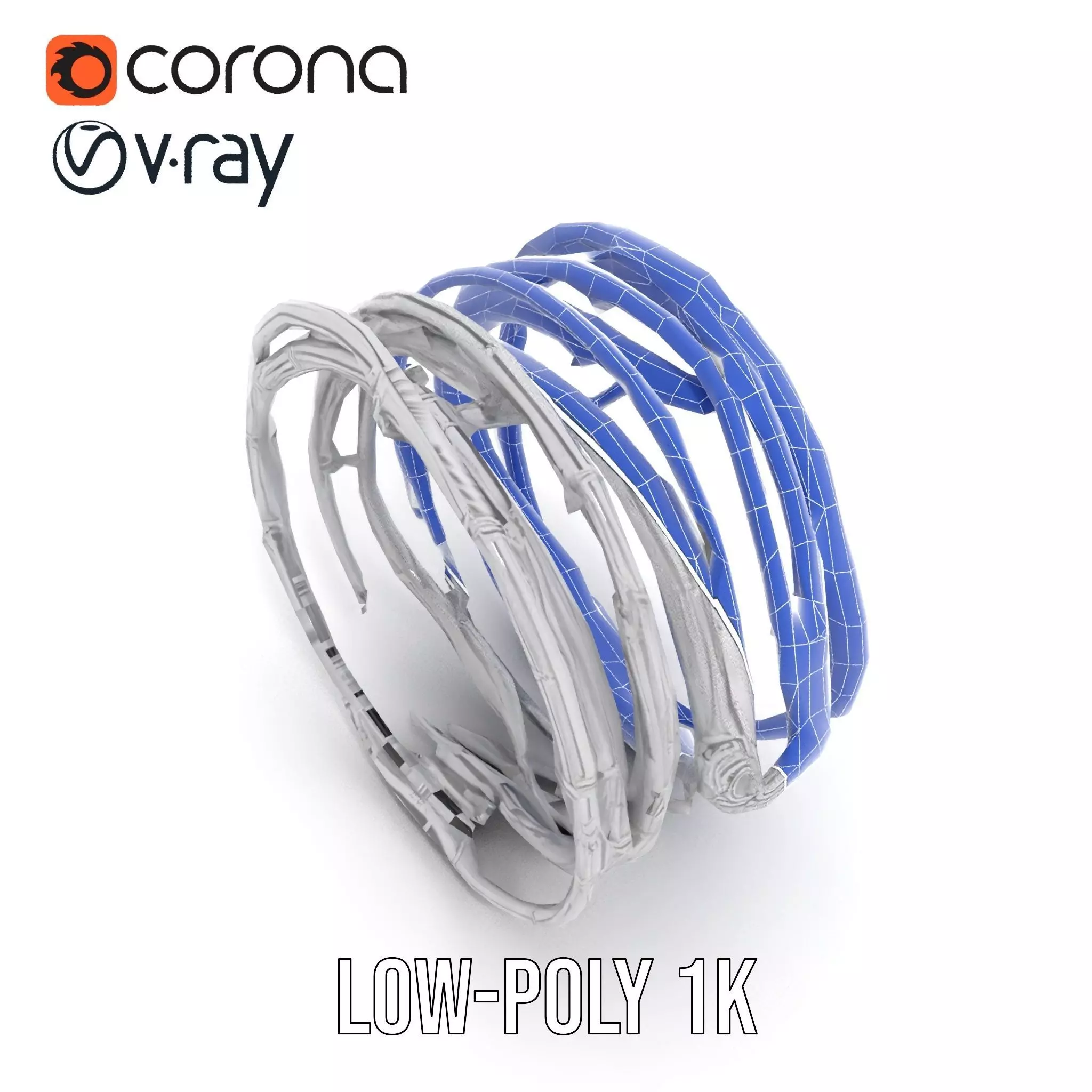 Steel Barbed Wire model pack Low-poly 3D model_30