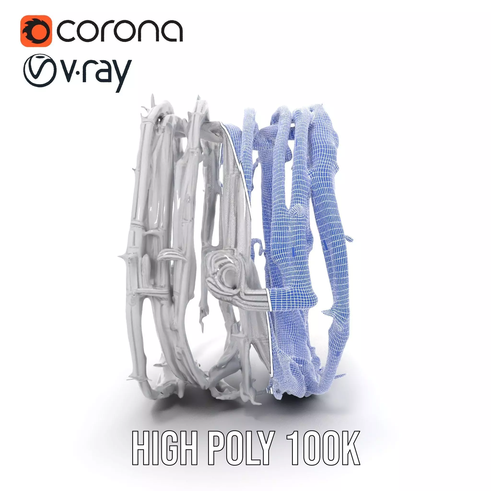 Steel Barbed Wire model pack Low-poly 3D model_34