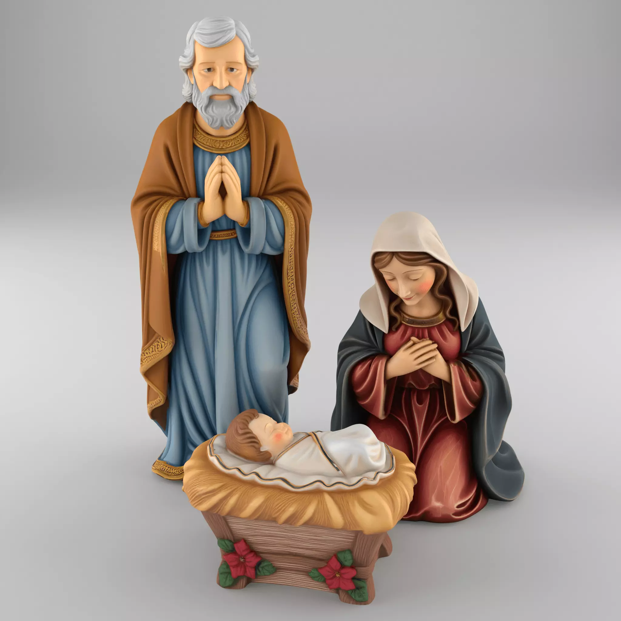 Holy Family Nativity Set STL 3D print model_0