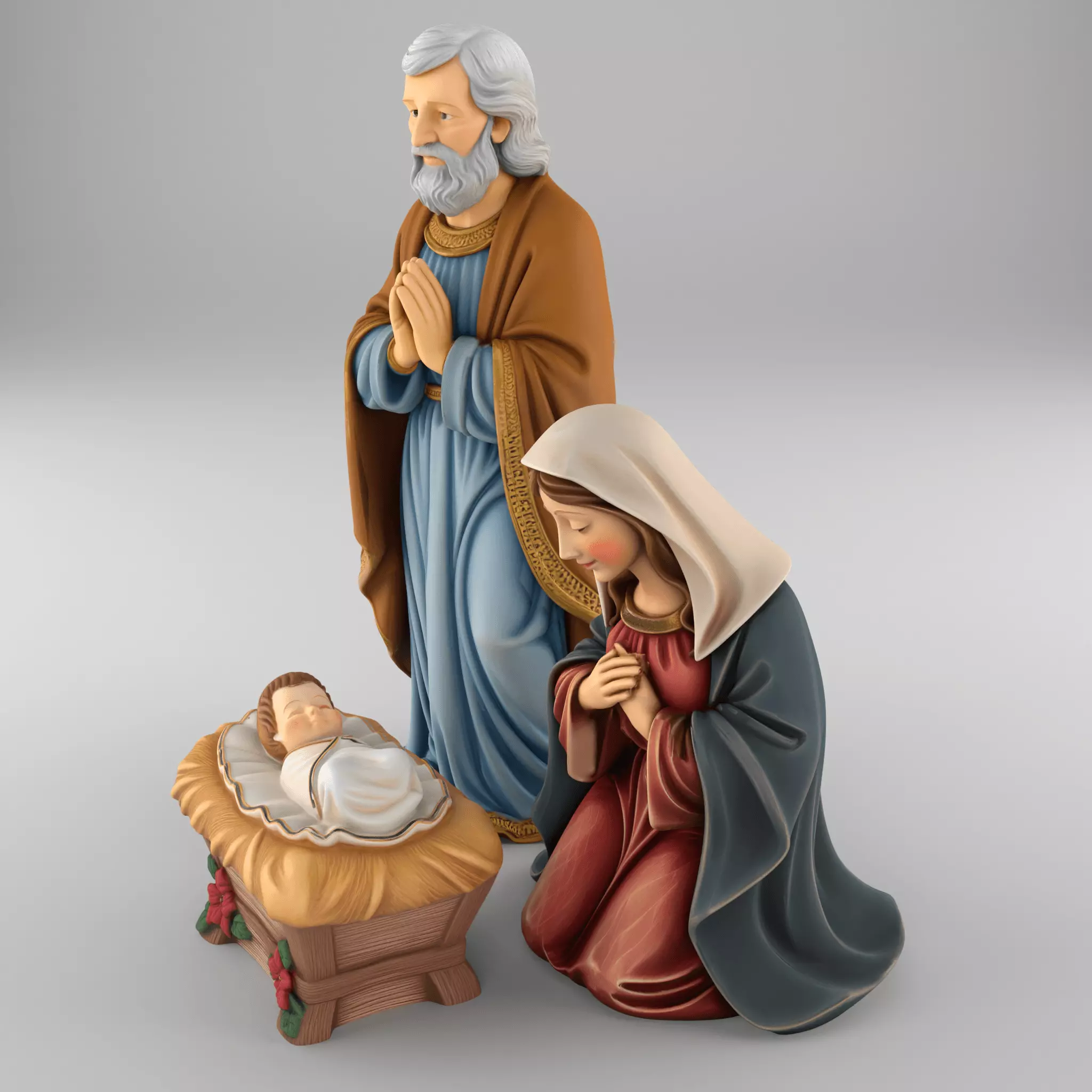Holy Family Nativity Set STL 3D print model_1
