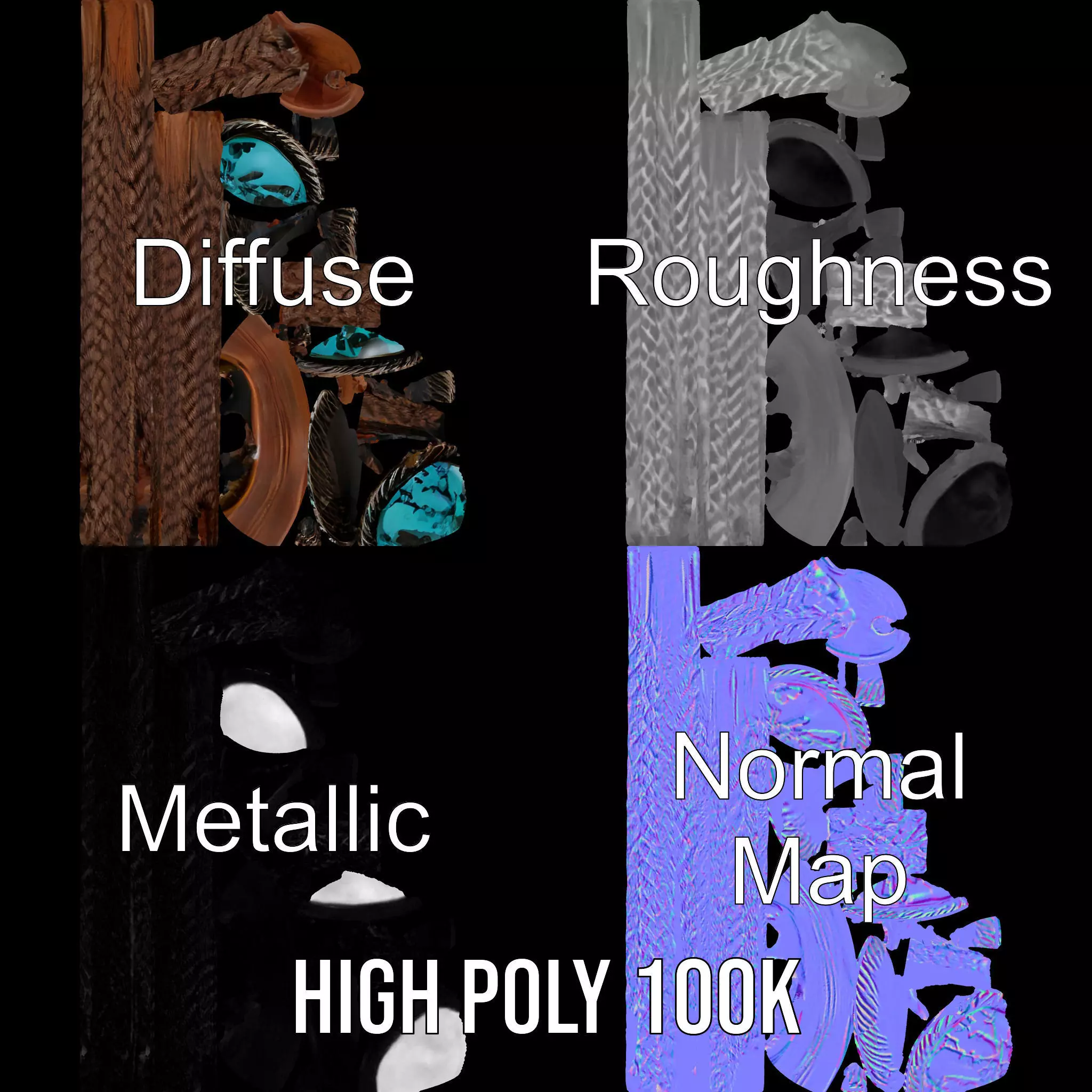 Turquoise Leather Bolo Tie model pack Low-poly 3D model_3