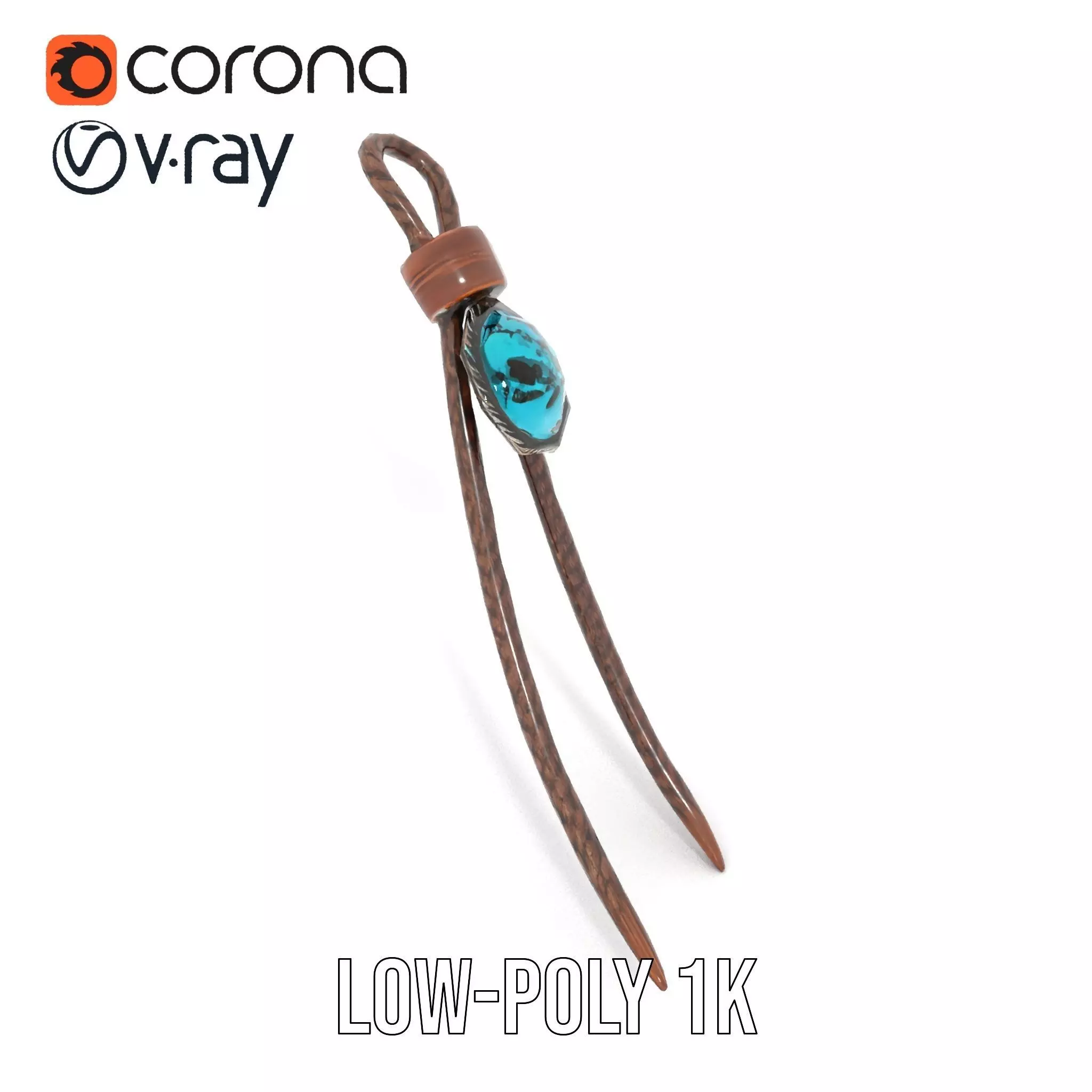 Turquoise Leather Bolo Tie model pack Low-poly 3D model_14