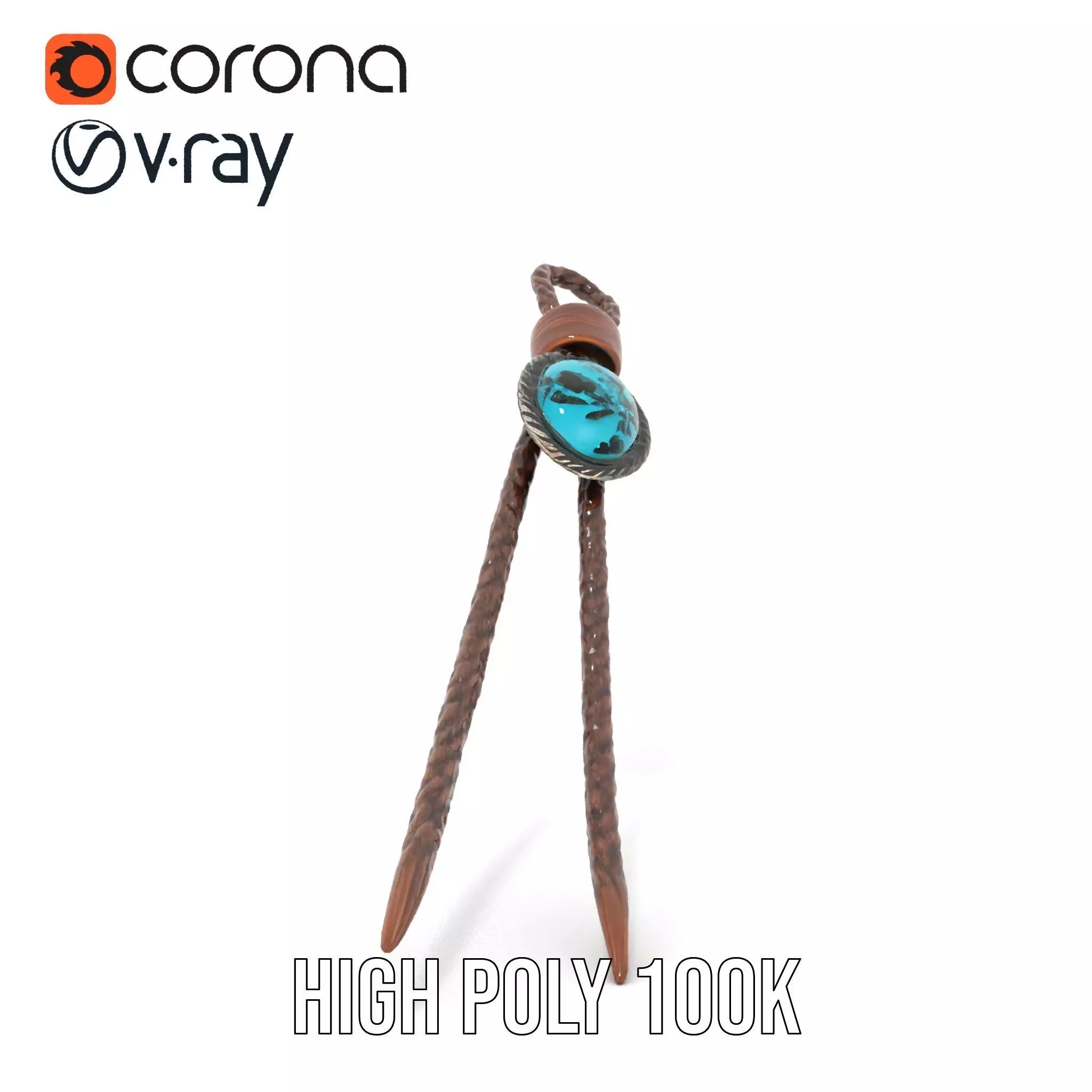 Turquoise Leather Bolo Tie model pack Low-poly 3D model_26