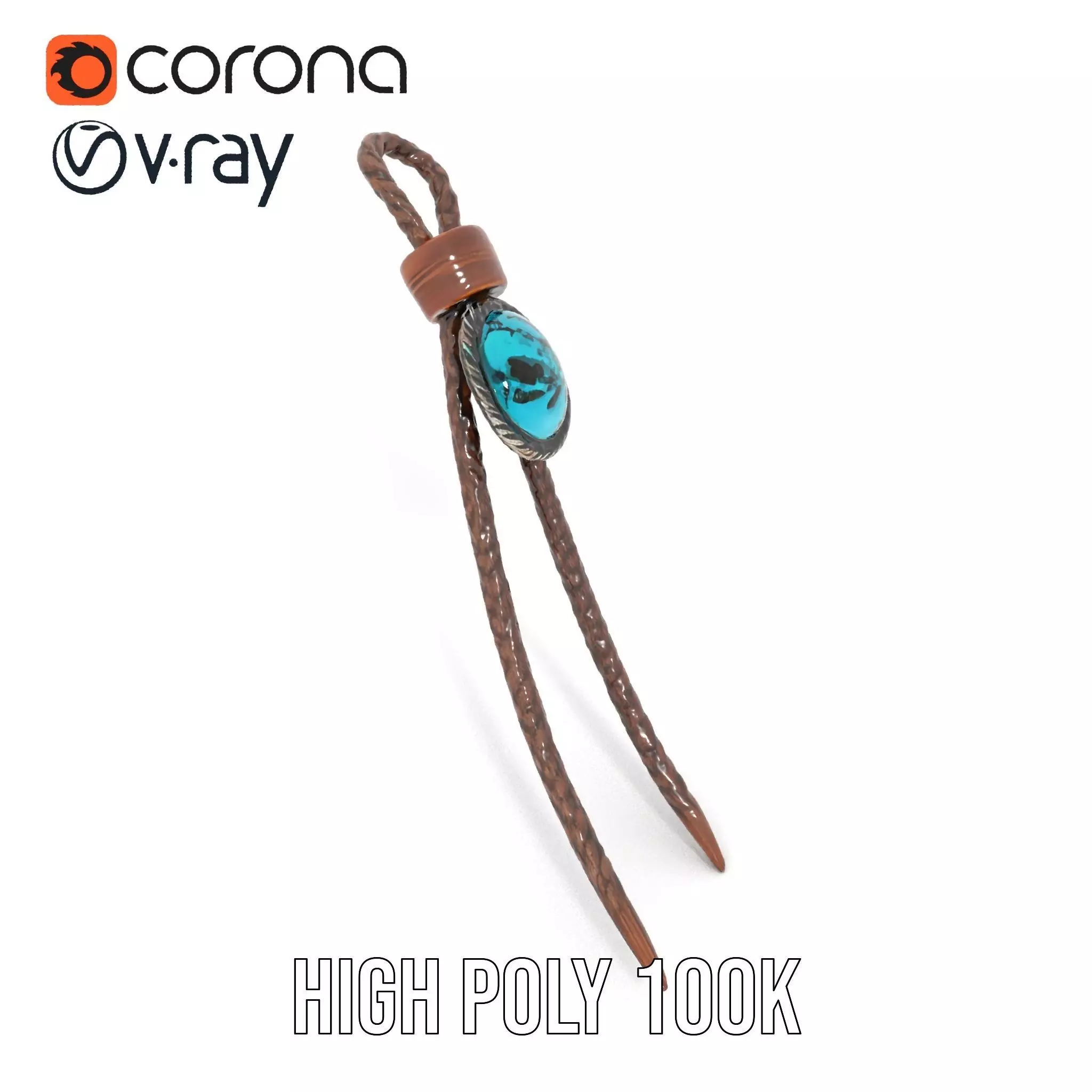 Turquoise Leather Bolo Tie model pack Low-poly 3D model_18