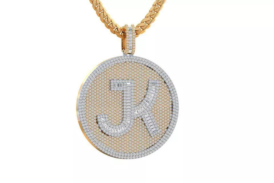 Hip Hop Dimond Baguette Pendant 3D print model 3D print model