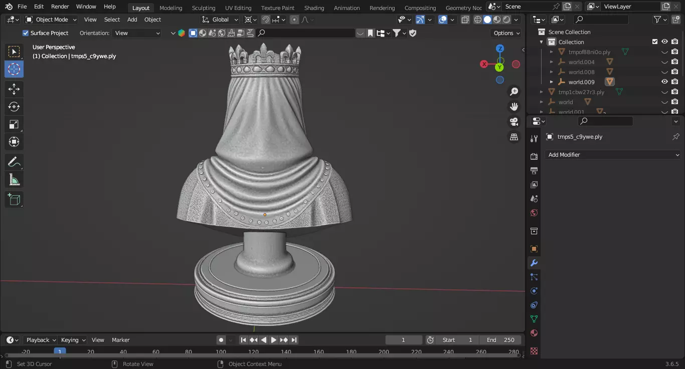 Medieval British Queen Guinevere Chess Piece 3D print model_6