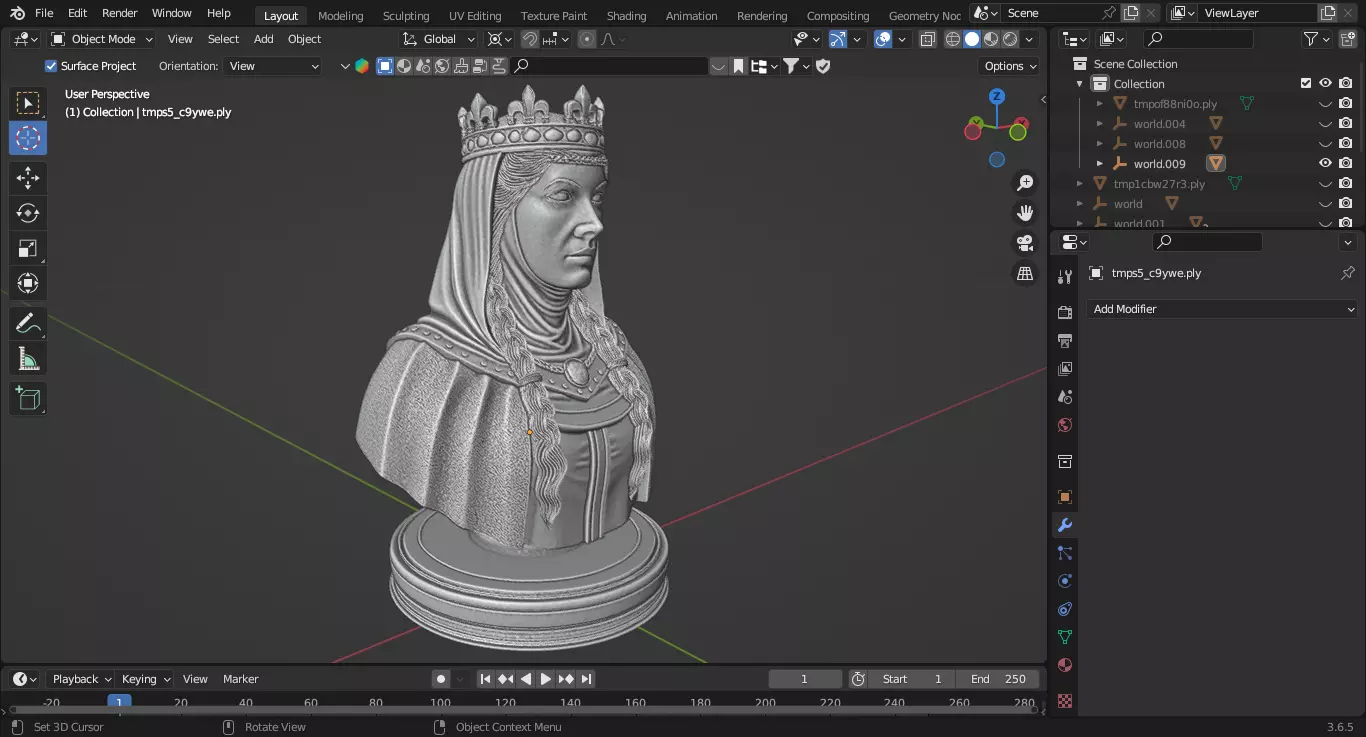 Medieval British Queen Guinevere Chess Piece 3D print model_3