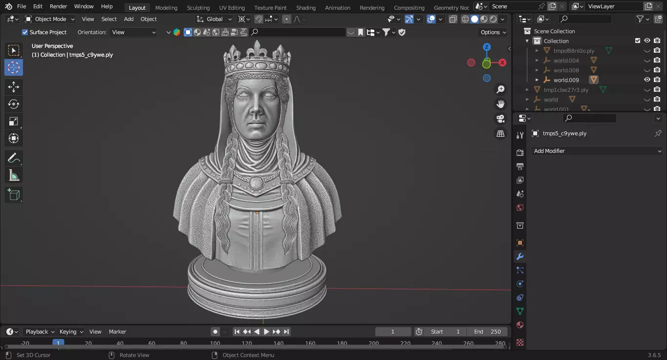 Medieval British Queen Guinevere Chess Piece 3D print model_2