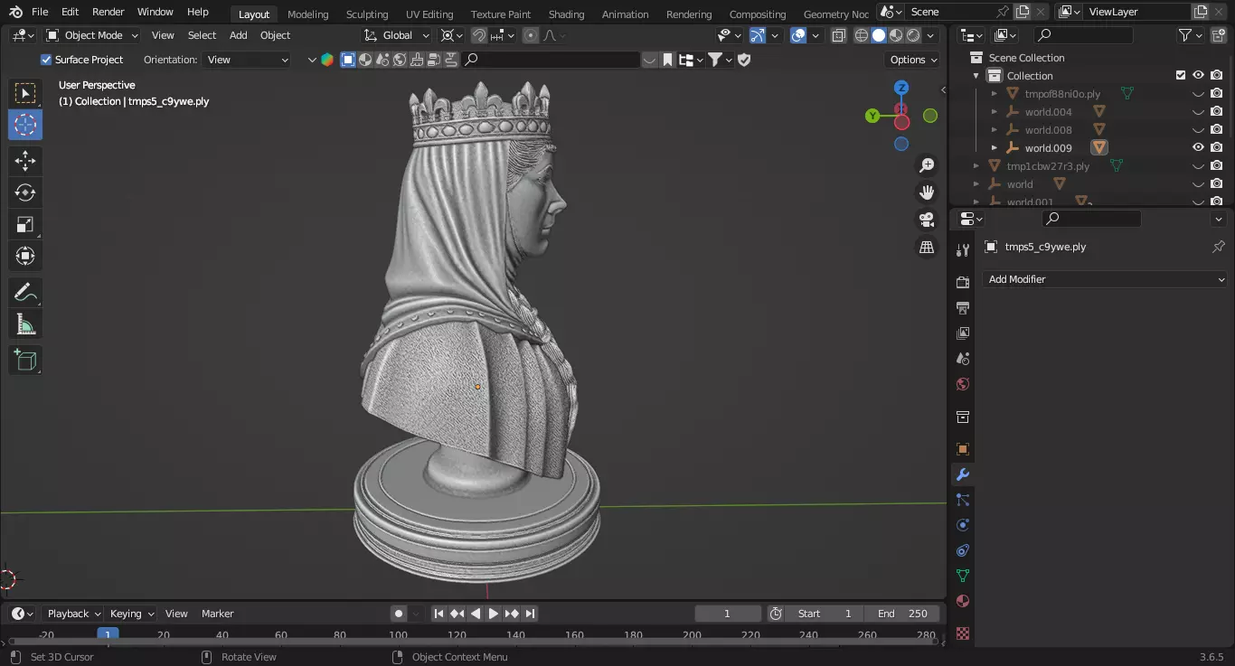 Medieval British Queen Guinevere Chess Piece 3D print model_5