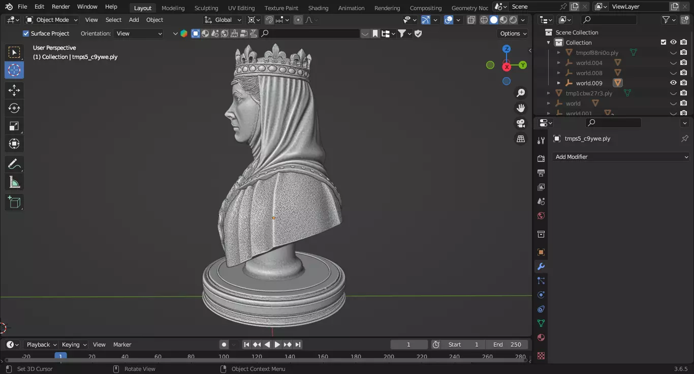 Medieval British Queen Guinevere Chess Piece 3D print model_4
