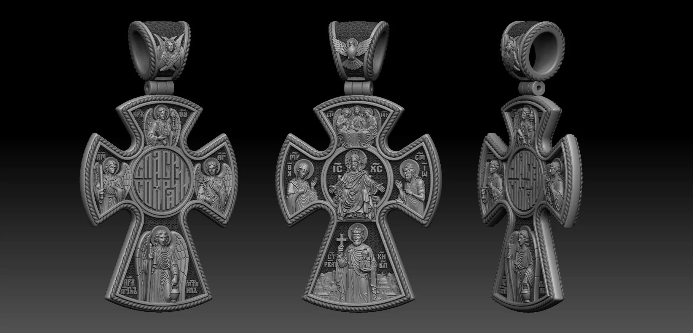 Deesis and the Saints and Archangels Orthodox Christian Cross 3D print model_14