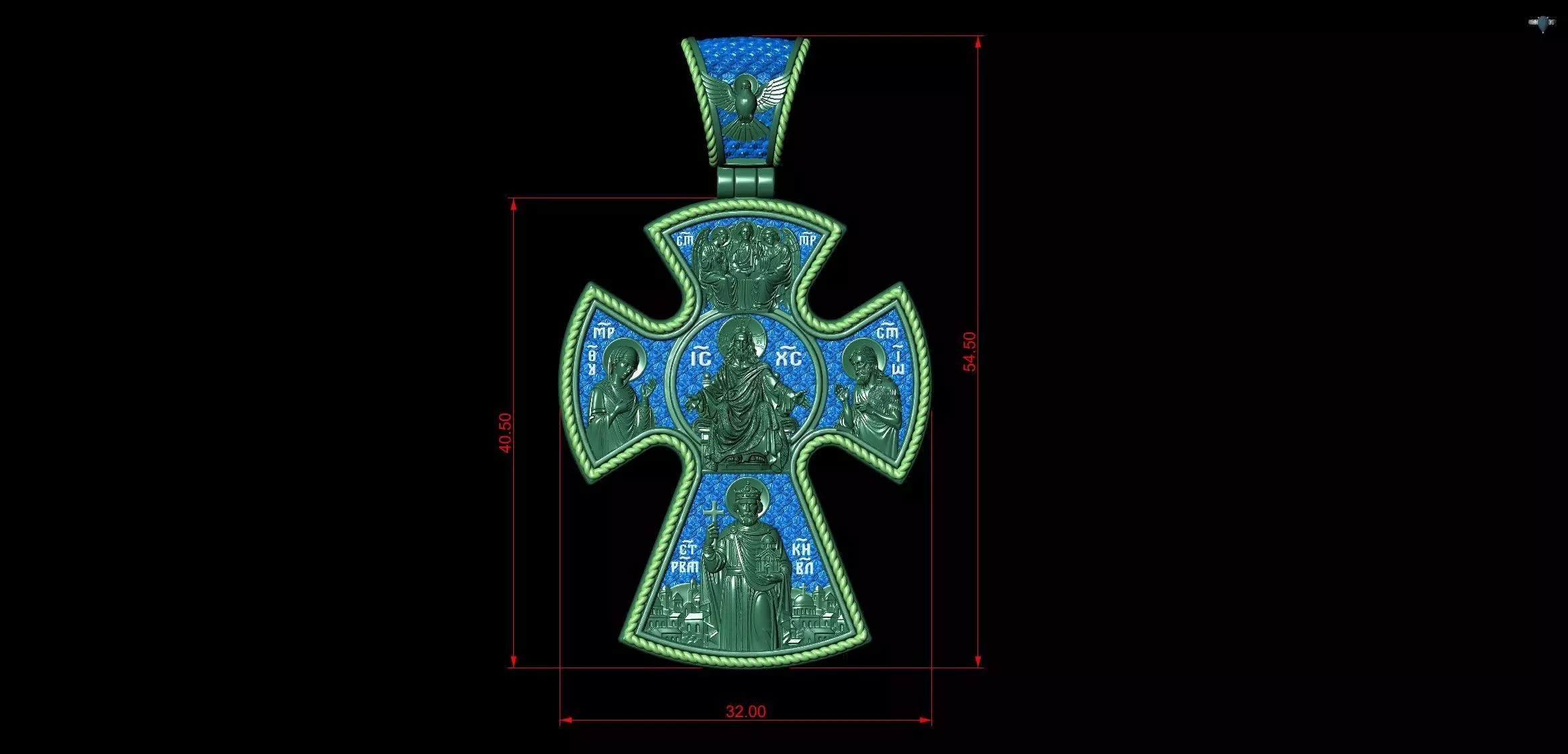 Deesis and the Saints and Archangels Orthodox Christian Cross 3D print model_10