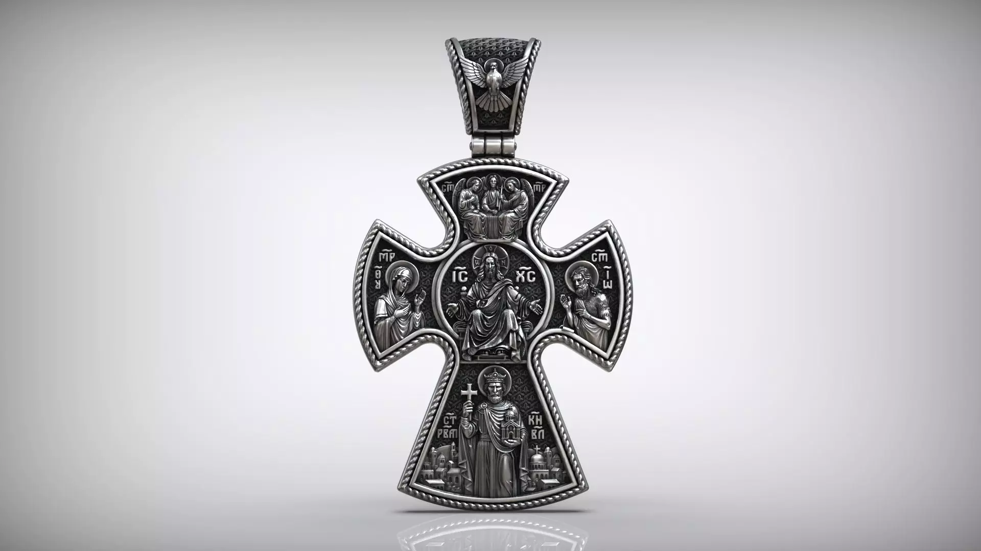 Deesis and the Saints and Archangels Orthodox Christian Cross 3D print model_1