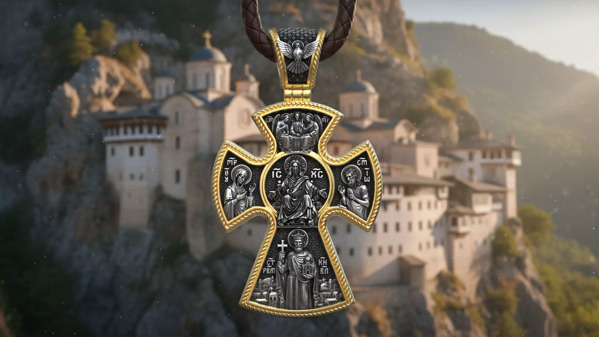 Deesis and the Saints and Archangels Orthodox Christian Cross 3D print model_6