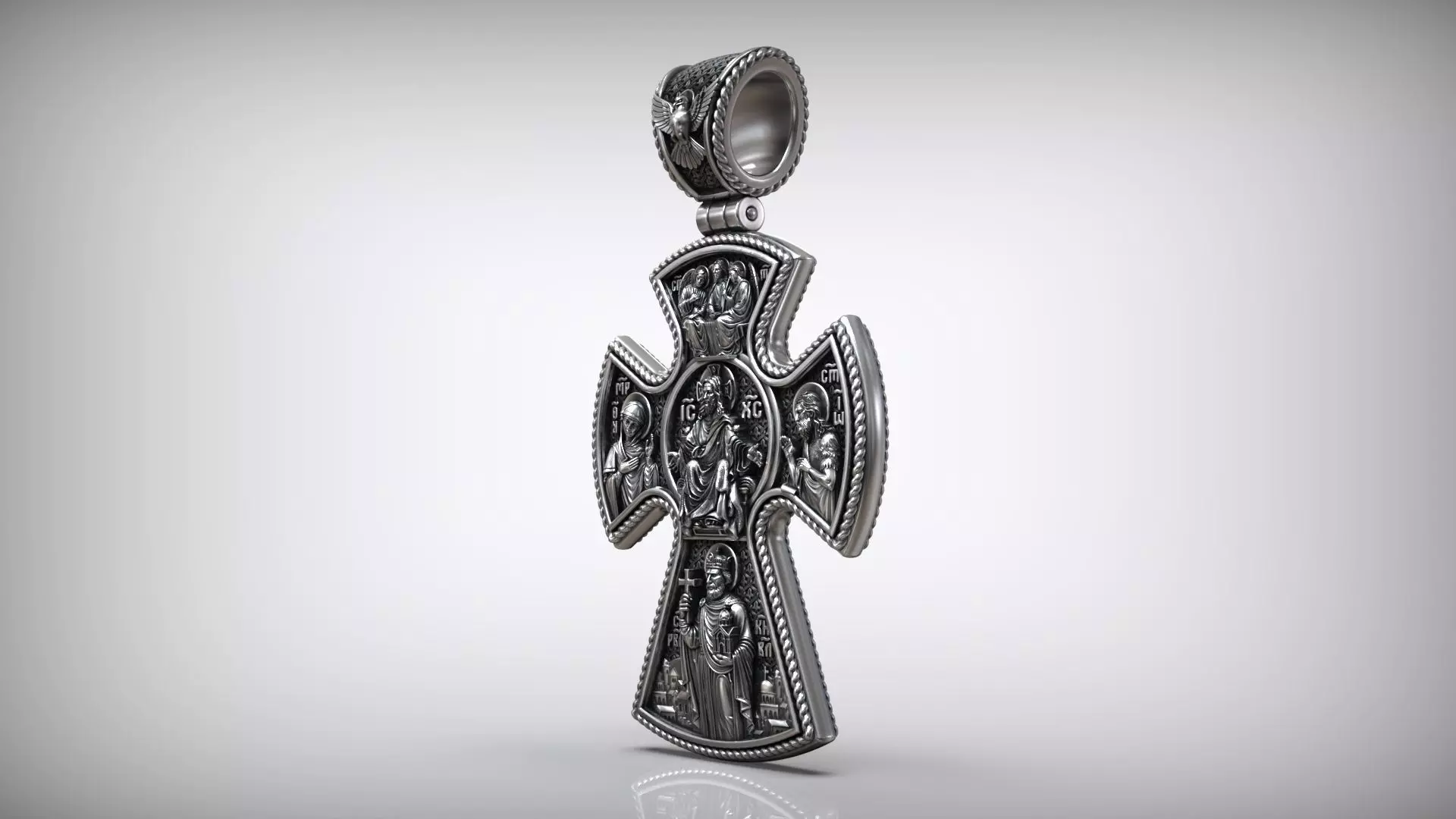 Deesis and the Saints and Archangels Orthodox Christian Cross 3D print model_8
