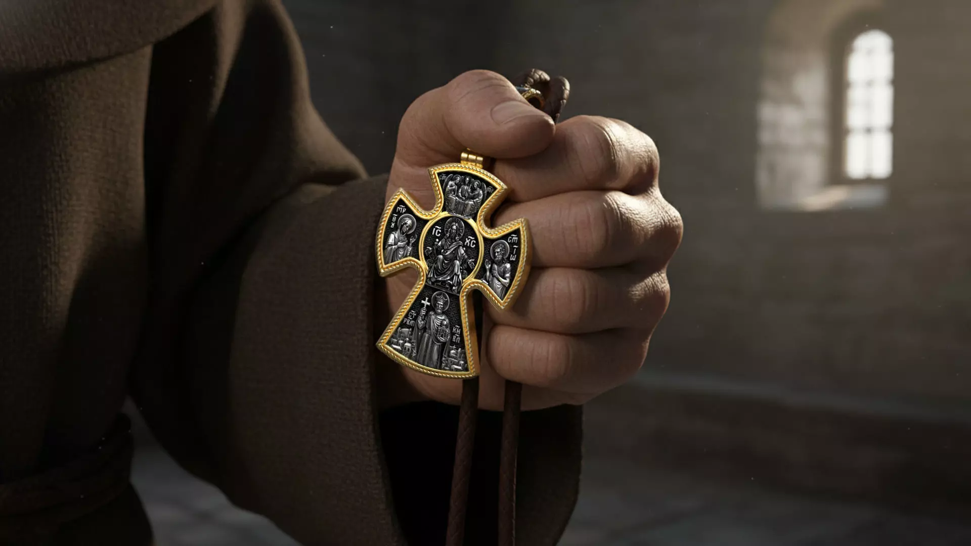 Deesis and the Saints and Archangels Orthodox Christian Cross 3D print model_9