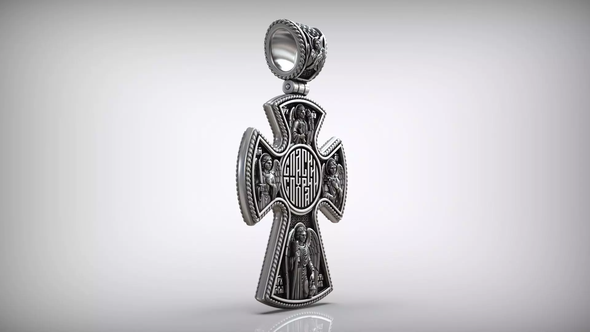 Deesis and the Saints and Archangels Orthodox Christian Cross 3D print model_7