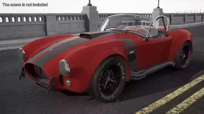 Racing Cobra Shelby 1965 Red Rigged 3D model