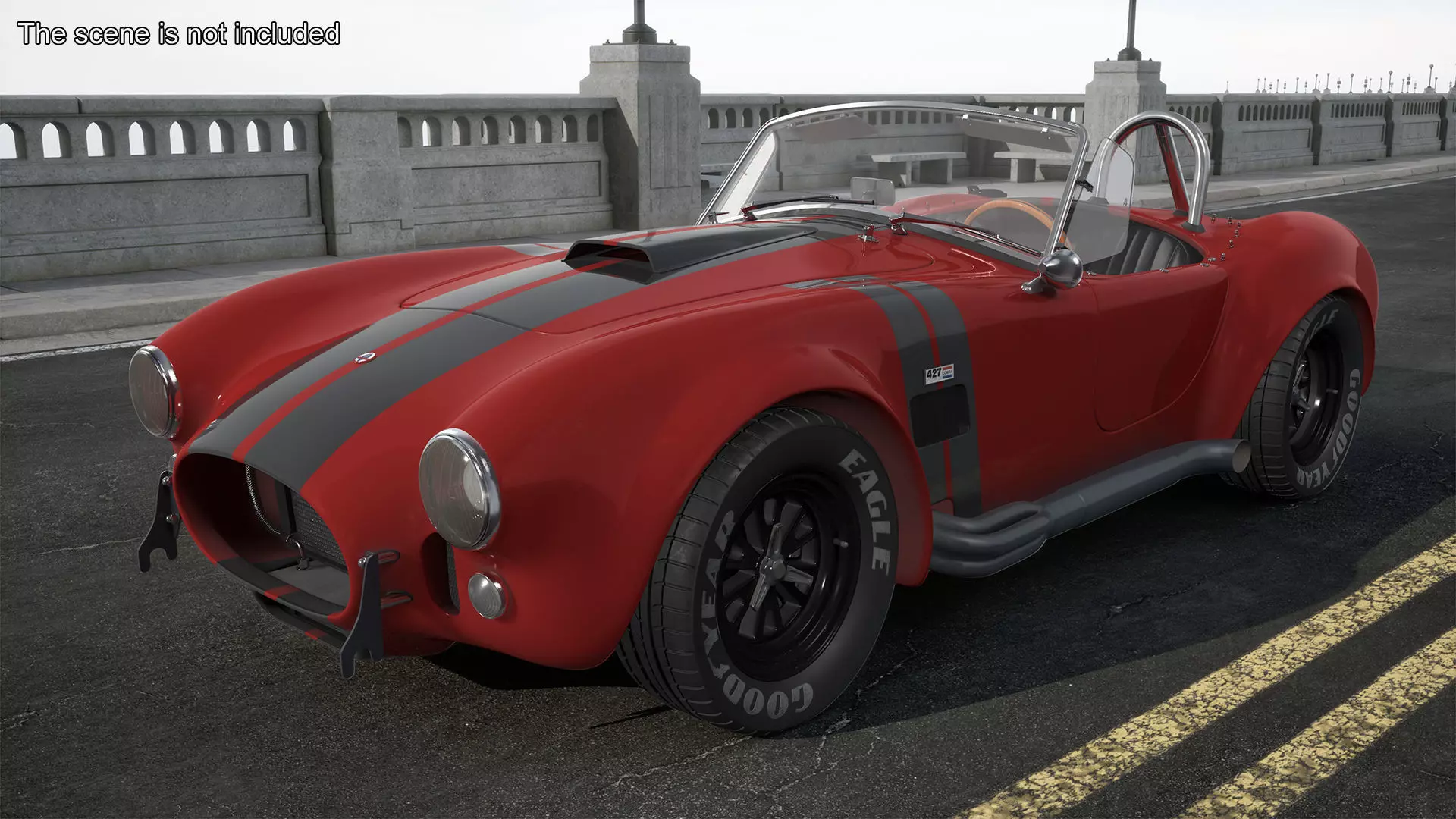 Racing Cobra Shelby 1965 Red Rigged 3D model