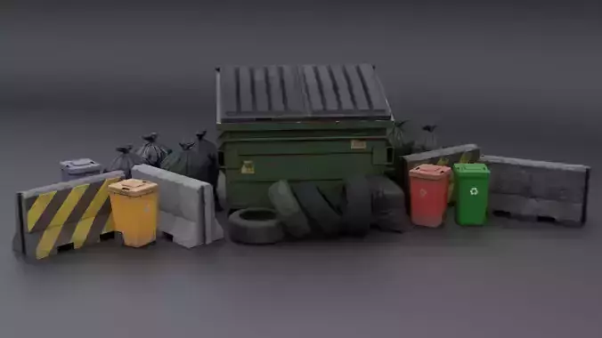 Urban Trash Prop Pack  Assets with 4K Textures  LODs 3D Model Collection