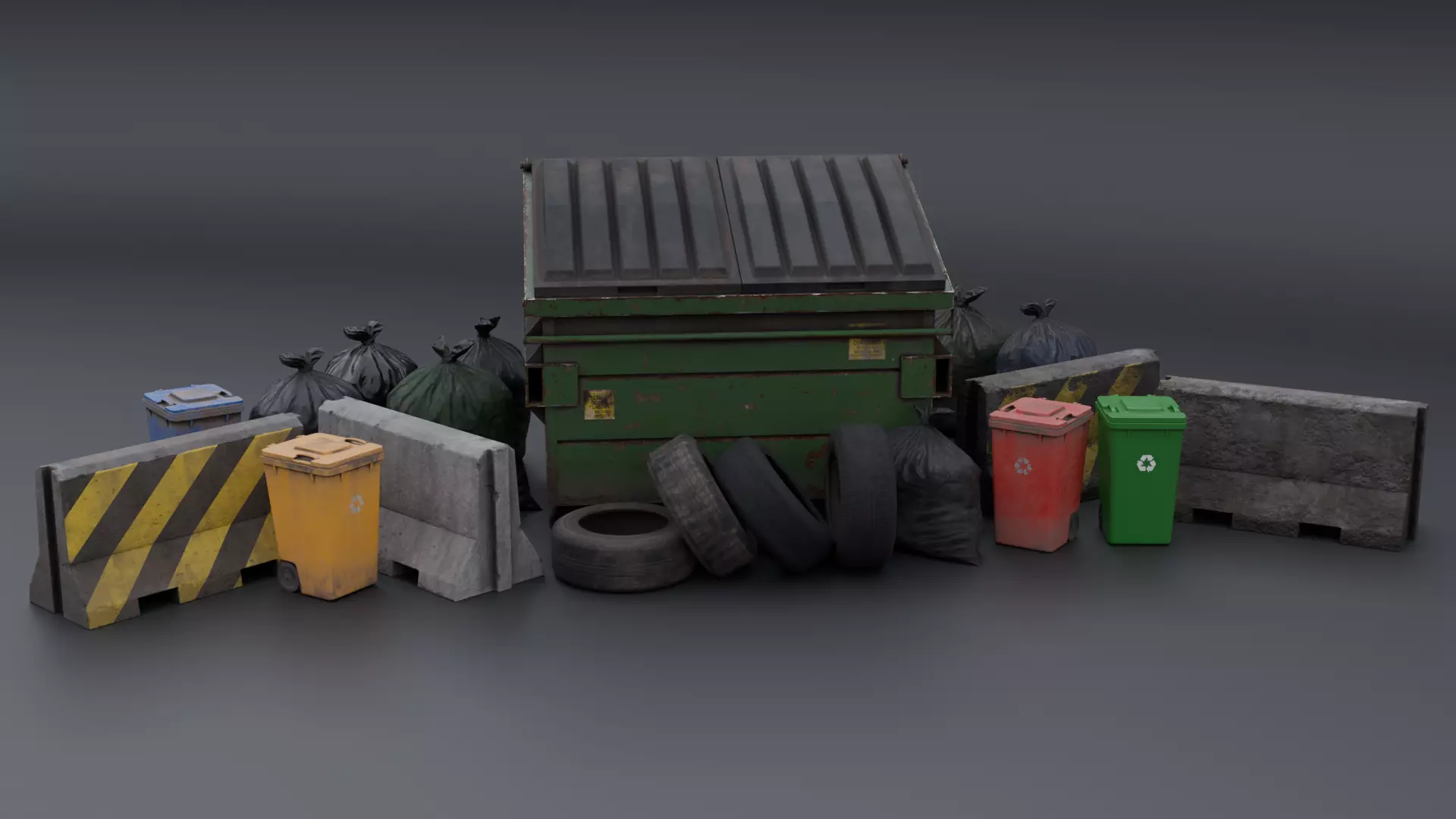 Urban Trash Prop Pack  Assets with 4K Textures  LODs 3D Model Collection_0
