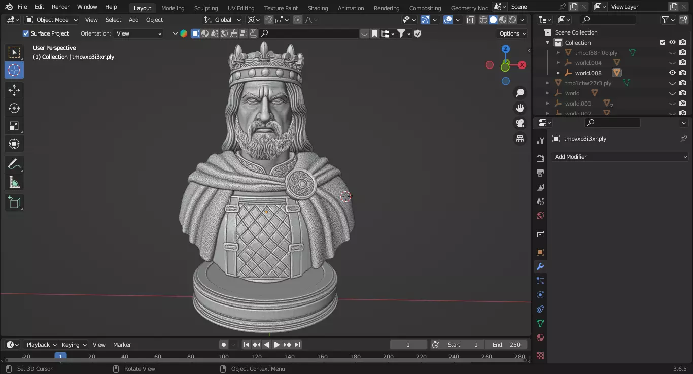 Medieval British King Arthur Chess Piece 3D print model_2