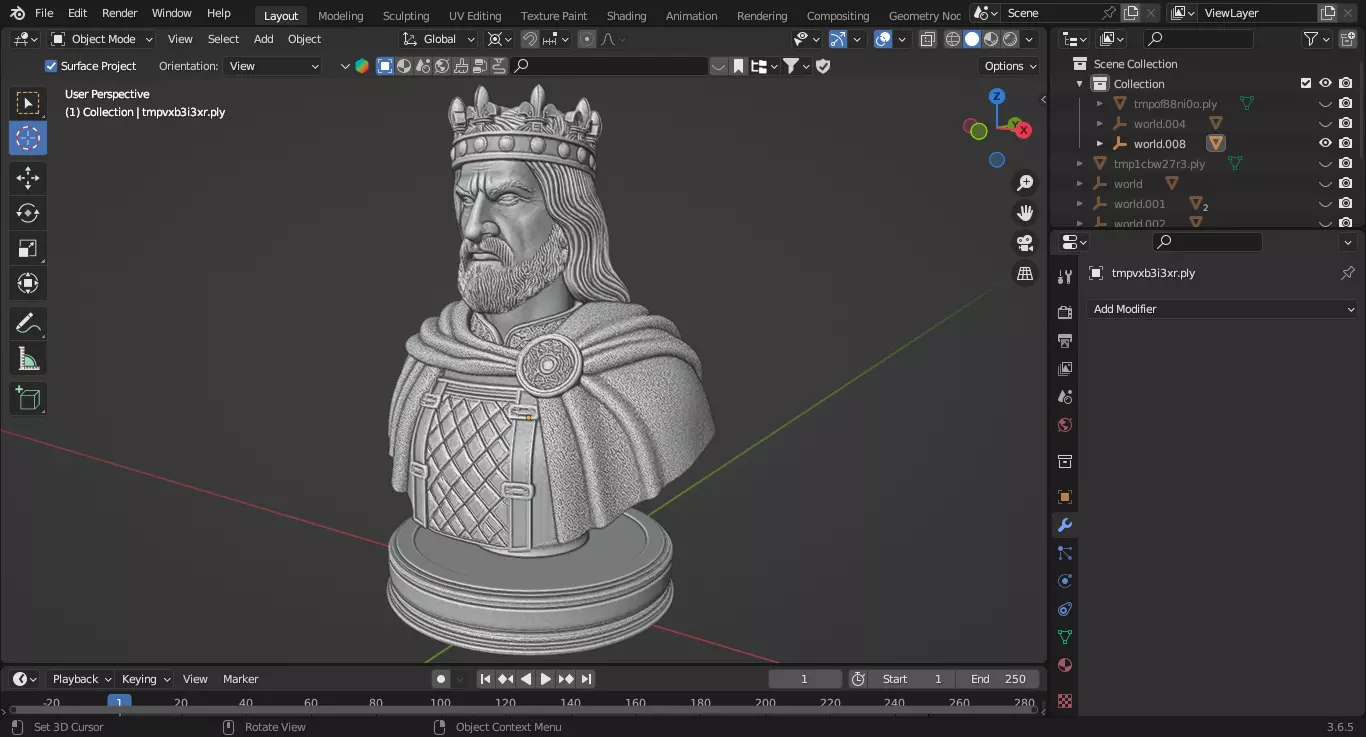 Medieval British King Arthur Chess Piece 3D print model_1
