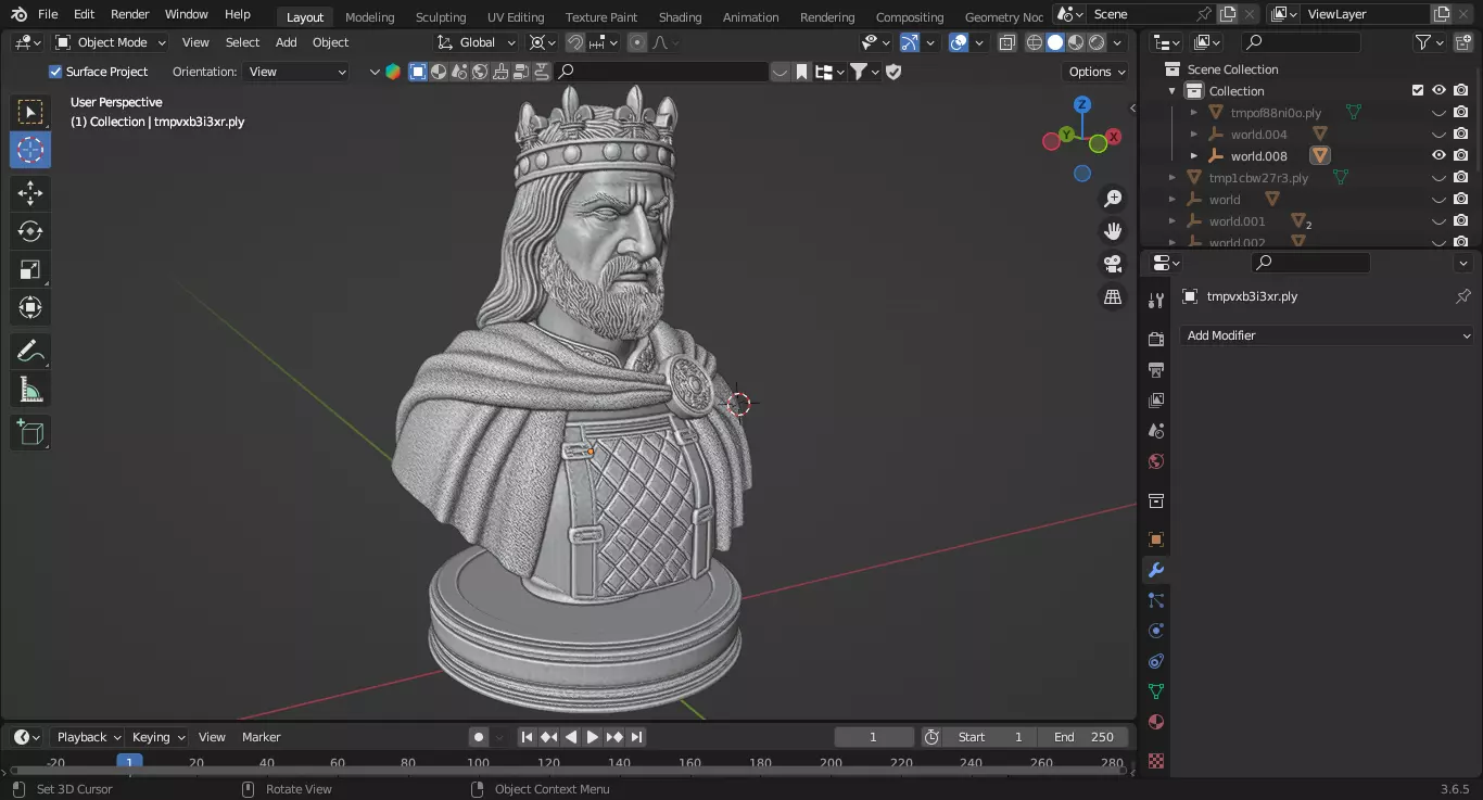 Medieval British King Arthur Chess Piece 3D print model_3