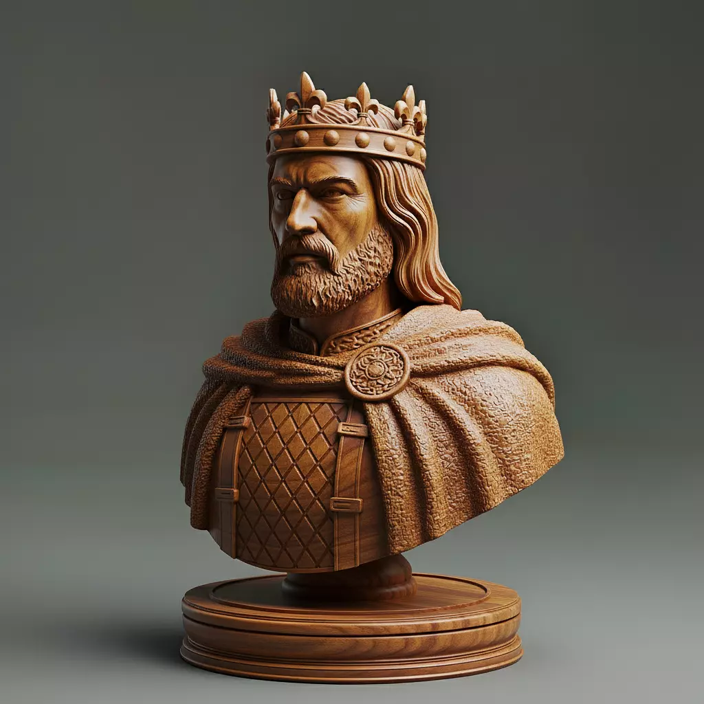 Medieval British King Arthur Chess Piece 3D print model_0