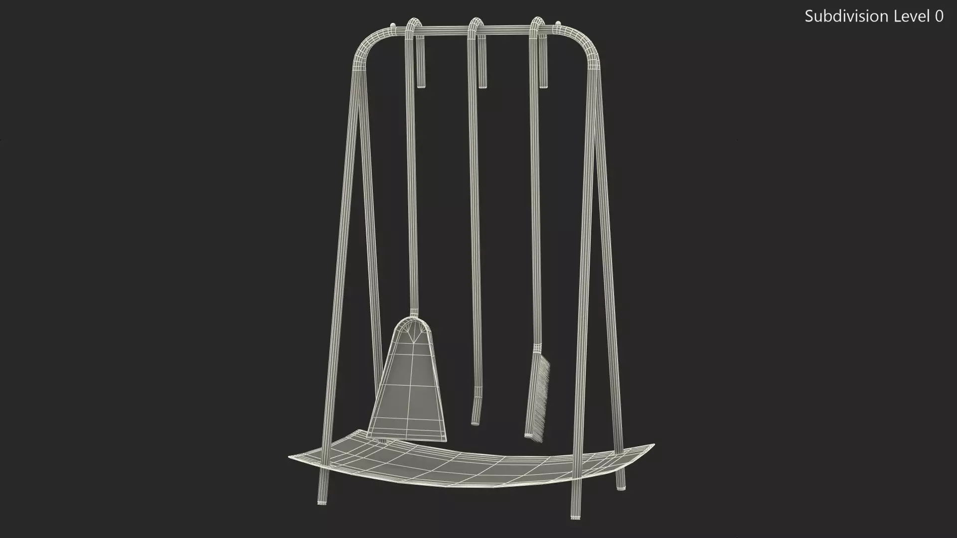 Port Fireplace Tools Brass 3D model_15