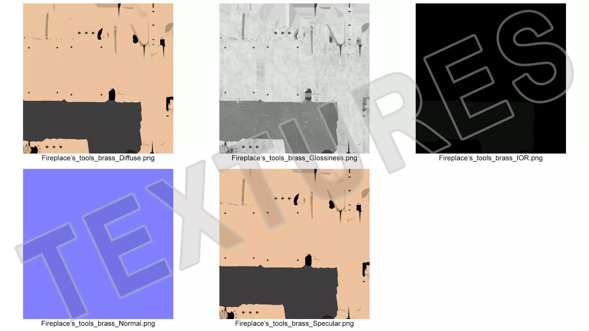 Port Fireplace Tools Brass 3D model_18