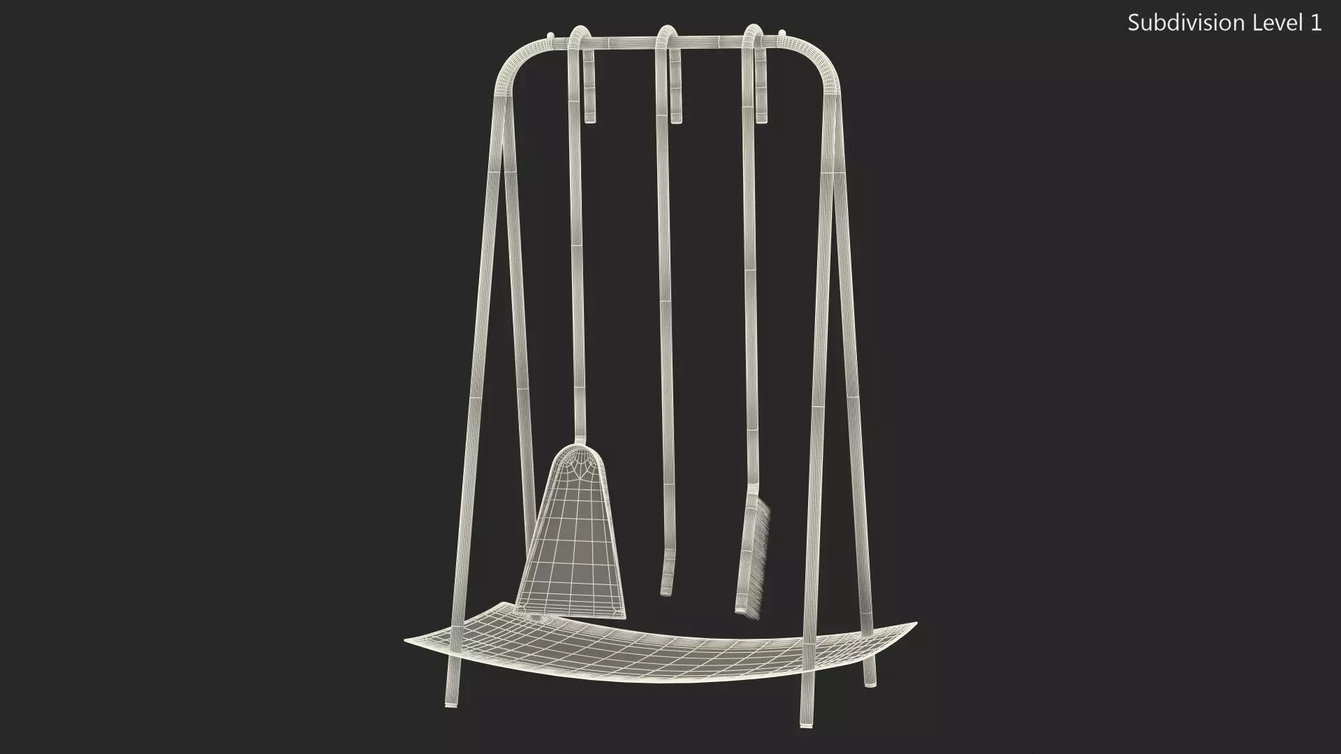 Port Fireplace Tools Brass 3D model_16