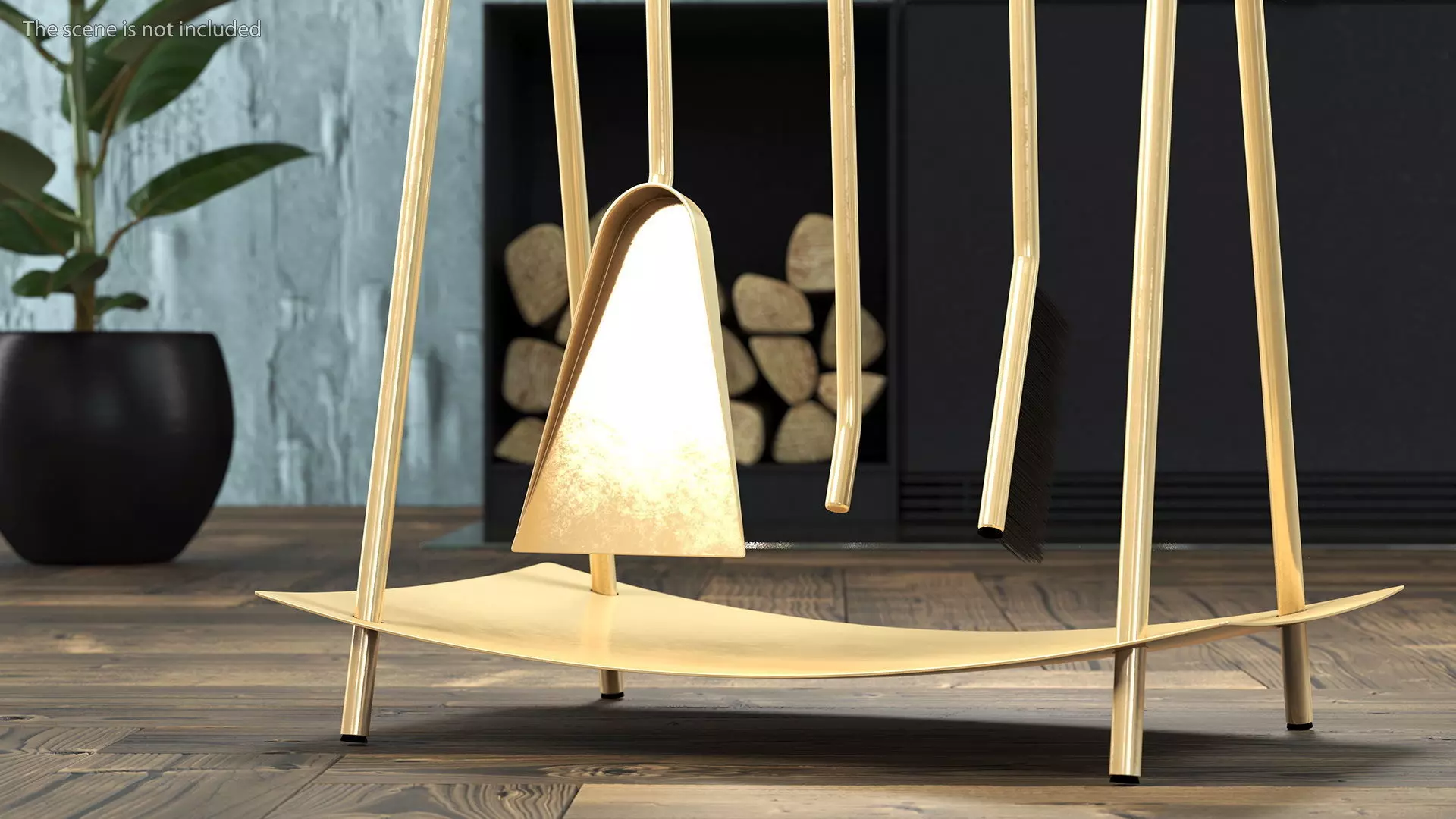 Port Fireplace Tools Brass 3D model_1