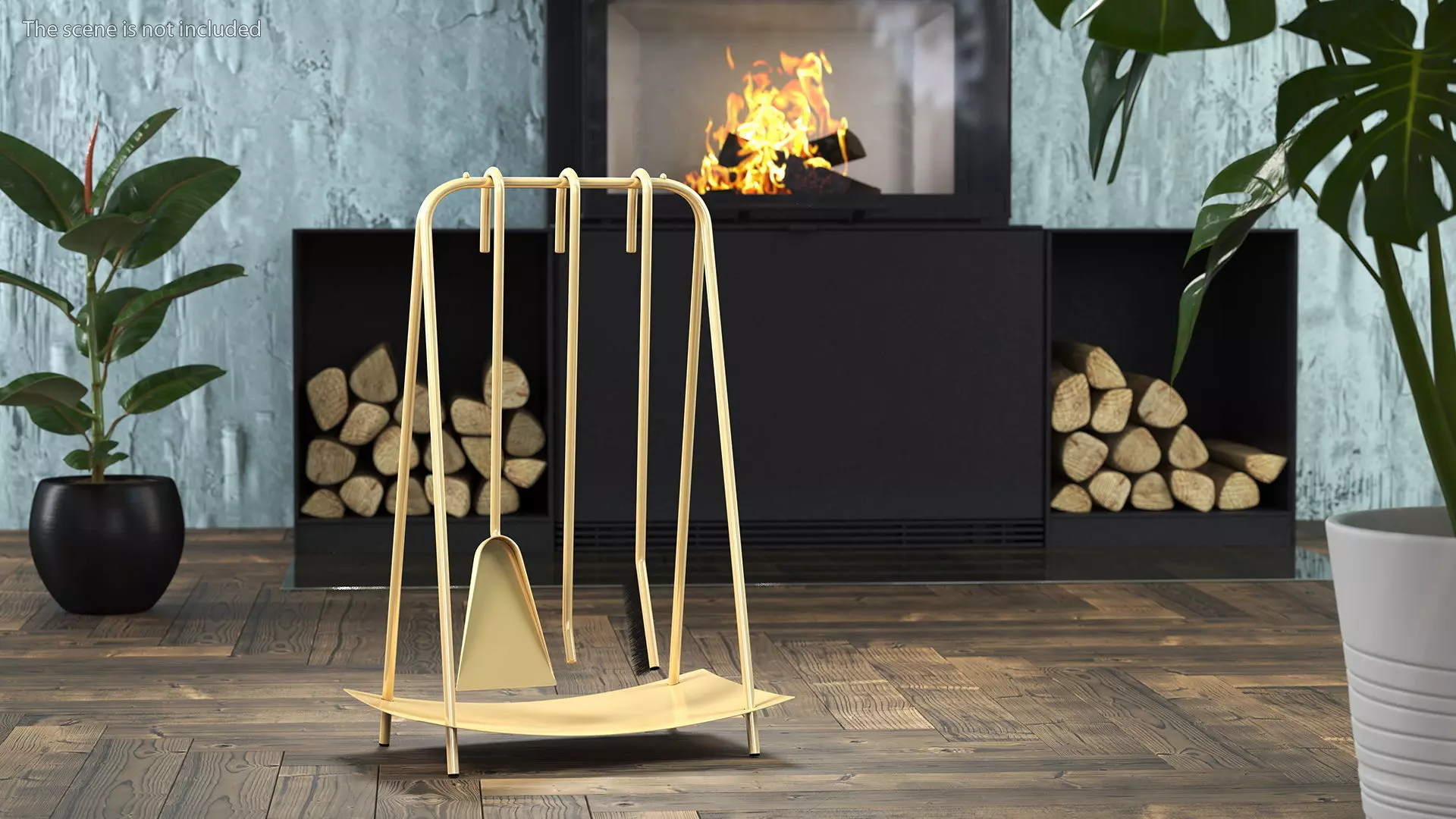 Port Fireplace Tools Brass 3D model_0