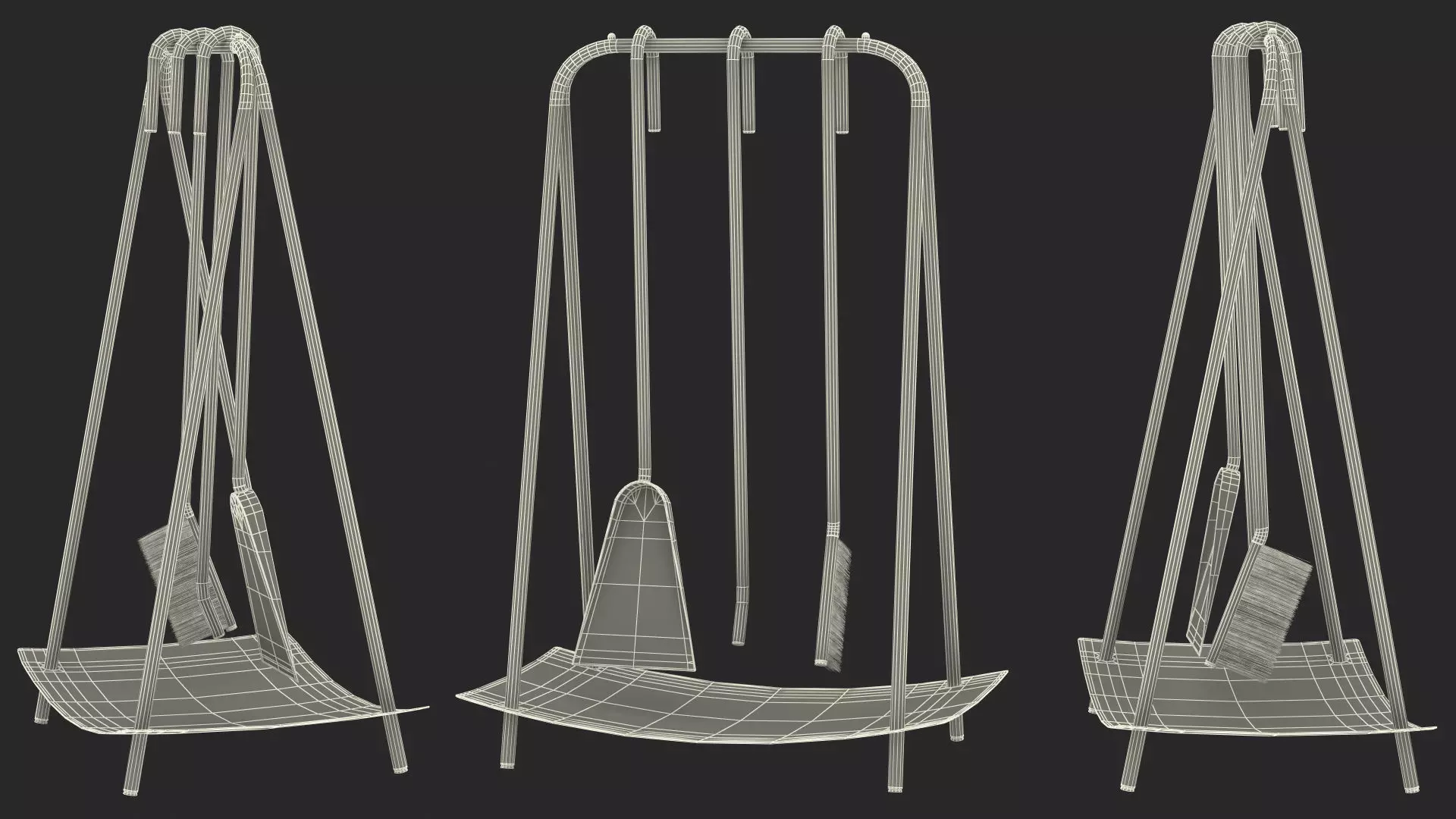 Port Fireplace Tools Brass 3D model_24