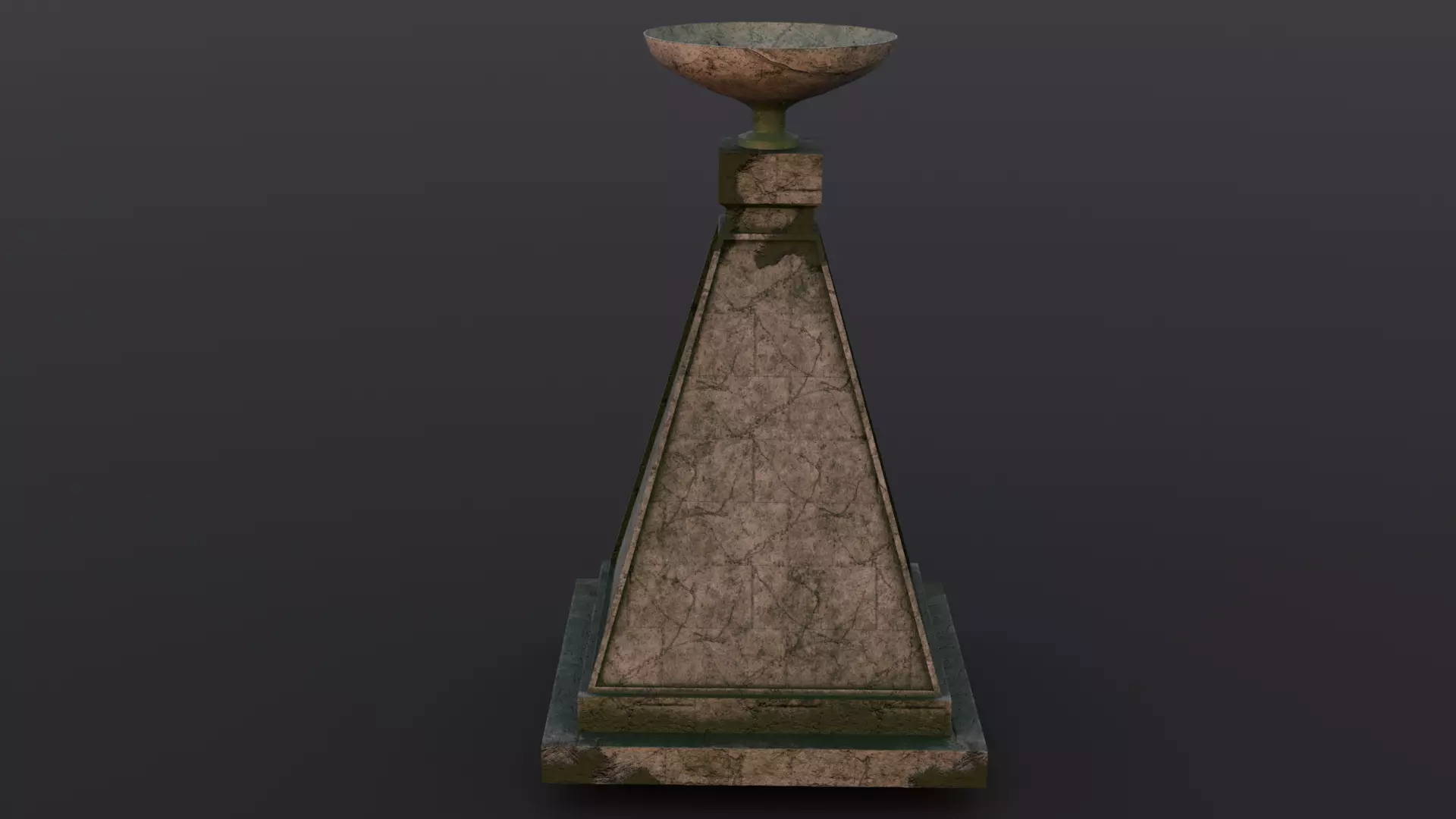 Ancient Ritual Pedestal Water Stone prop Low Poly Game Ready 4k Free low-poly 3D model